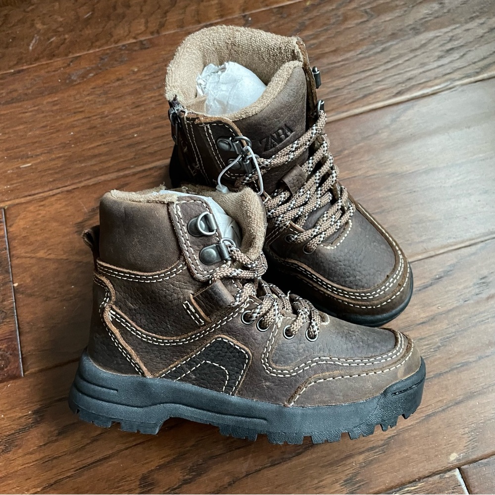 Zara brown leather boots. Toddler size 10 1/2. New with tags!